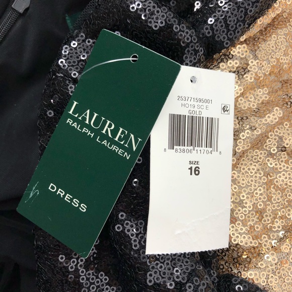 Lauren Ralph Lauren Gold Black Sequin Sleeveless - Picture 7 of 9